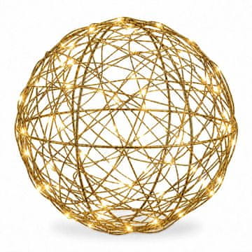 Northix 30 cm zlata LED dekorativna krogla – toplo bela svetlobna krogla
