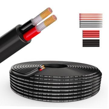 Električni kabel 4-žilni 14AWG 4x2mm² 15m, prilagodljiv napajalni kabel iz pocinkanega bakra s PVC izolacijo, črn, za električne inštalacije, napajalne sisteme in elektroniko, odporen na zunanje