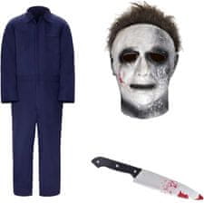 Moški kostum za noč čarovnic kombinezon grozljivka morilec mornarsko moder XL, udoben poliester, 6 žepov, skrita zadrga, elastičen pas, primeren za cosplay in pustne zabave, raven kroj, pralen