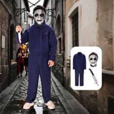 Moški kostum za noč čarovnic kombinezon grozljivka morilec mornarsko moder XL, udoben poliester, 6 žepov, skrita zadrga, elastičen pas, primeren za cosplay in pustne zabave, raven kroj, pralen