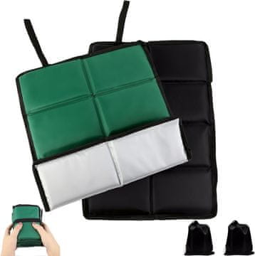 Zložljiva potovalna blazina set 2 kosov, termo izolacijska podloga za sedenje, vodoodporna Oxford tkanina s srebrno prevleko, polnjena z biserno peno, 39x29 cm, črno-zelena, za pohodništvo in piknik