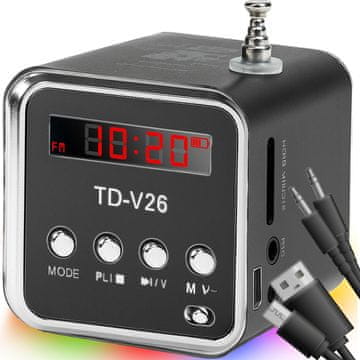 Retoo BREZŽIČNI PRENOSNI ZVOČNIK MINI FM RADIO Z LED -E249