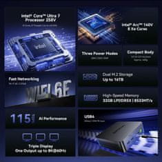 GMKtec Mini PC GMKtec K17 Plus Intel Core Ultra 7 258V 32GB RAM + 1TB SSD WIN 11 Pro