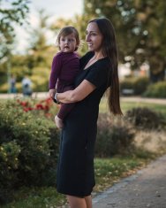 Jožánek Obleka za dojenje z žepi Tea, kratek rokav M/L Črna