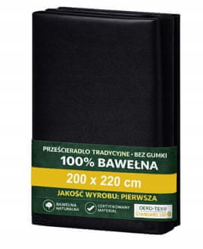 Tradicionalna rjuha z elastiko 100% BOMBAŽ 200x220 črne barve