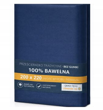 Tradicionalna rjuha z elastiko 100% BOMBAŽ 200x220 TEMNO MODRA