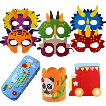 Montessori DINO - Komplet za izdelavo zabavne šole in mask - 9 kosov
