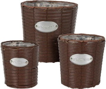 ProGarden Lonec za rože KO-430001140 Wicker flower pot set of 3 FLOWERS GARDEN 24 / 20 / 18 cm brown