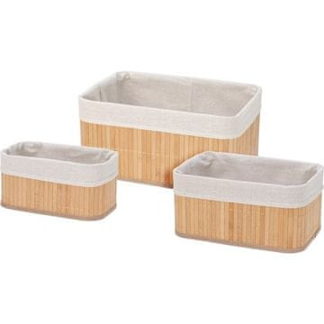 HOMESTYLING Kopalniške košare KO-KR8100530 Komplet 3 bambusovih košar za shranjevanje v kopalnici