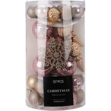 HOMESTYLING Božični okraski KO-CAN304030 set 57 pcs golden rose