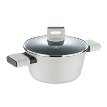 Bergner Pekač s pokrovom z nelepljivo prevleko BG-56091-GY LINES 20 cm sivo-bela