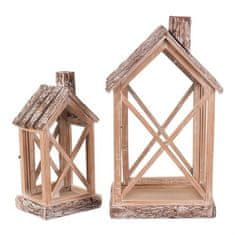 Autronic Svetilka Wooden lantern - house shape with chimney, price for a set of 2 pieces (DA219)