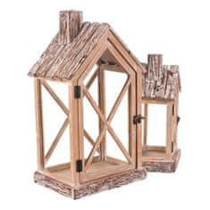 Autronic Svetilka Wooden lantern - house shape with chimney, price for a set of 2 pieces (DA219)