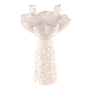 Autronic Napajalnik/krmilnik Bird feeder - ceramic, flower with birds, standing, white (KEX6004 WT-S)