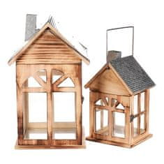 Autronic Svetilka Wooden lantern - house shape, price for a set of 2 pieces (LUC323)