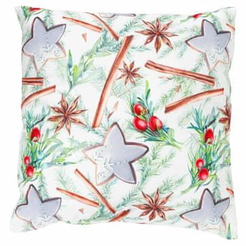 Autronic Vzglavnik Pillow with filling, satin. Christmas motif, gingerbread and cinnamon on a white background. 45 (UBR041)