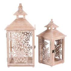 Autronic Svetilka Wooden lantern - snowflake pattern, price for a set of 2 pcs (DA218)