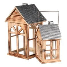 Autronic Svetilka Wooden lantern - house shape, price for a set of 2 pieces (LUC323)