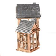 Autronic Svetilka Wooden lantern - house shape, price for a set of 2 pieces (LUC323)