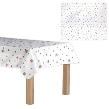 Autronic Prt Tablecloth with Christmas motif, red stars on a white background, 130x160 cm, 100% (UBR061)