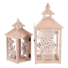 Autronic Svetilka Wooden lantern - snowflake pattern, price for a set of 2 pcs (DA218)