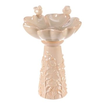 Autronic Napajalnik/krmilnik Bird feeder - ceramic, flower with birds, standing, cream (KEX6004 CRM-S)