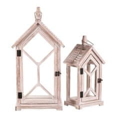 Autronic Svetilka Wooden lantern - house shape, price for a set of 2 pieces (DA209 WT)
