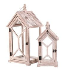 Autronic Svetilka Wooden lantern - house shape, price for a set of 2 pieces (DA209 WT)