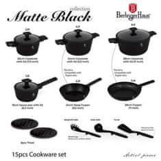 Berlingerhaus Komplet posode s titanovo prevleko BH-8198 15 pcs Matte Black Collection