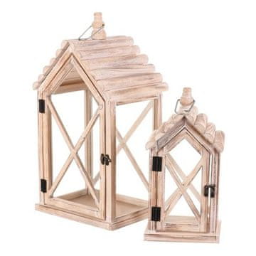 Autronic Svetilka Wooden lantern - house shape, price for a set of 2 pieces (DA221)