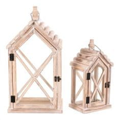 Autronic Svetilka Wooden lantern - house shape, price for a set of 2 pieces (DA221)