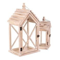 Autronic Svetilka Wooden lantern - house shape, price for a set of 2 pieces (DA221)