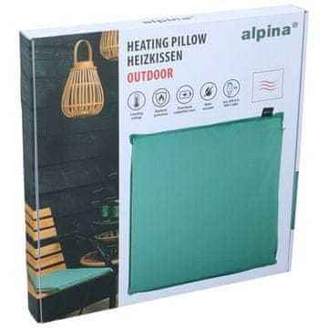 Alpina Električno ogrevana sedežna blazina ED-244062 zunanja USB ključavnica 45 x 45 cm zelena