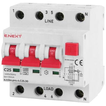 NEX Diferencialno stikalo z modulom PRO p0720016 4P C 25A 30mA 6kA tip A