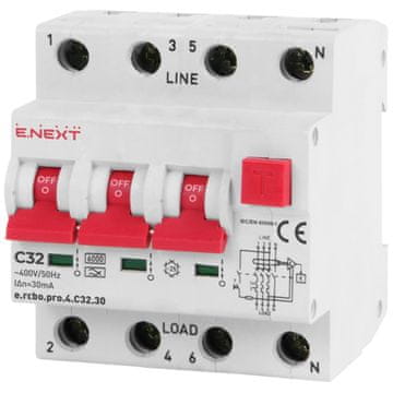 NEX Diferencialno stikalo z modulom PRO p0720017 4P C 32A 30mA 6kA tip A
