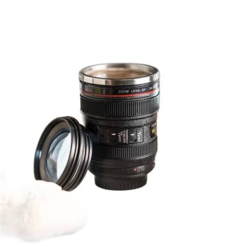 Termo vrček za kavo, čaj, velik objektiv, fotoaparat za fotografe