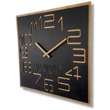 Flexistyle Velika stenska ura za dnevno sobo, črna, EKO DIGITS, 60 cm