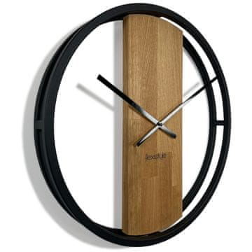 Flexistyle Okrogla hrastova ura LOFT OVAL kovinska 50cm