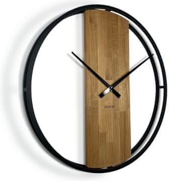 Flexistyle Okrogla hrastova ura LOFT OVAL kovinska 80 cm