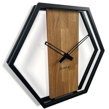 Flexistyle Lesena stenska ura za dnevno sobo LOFT HEXAGON 50cm