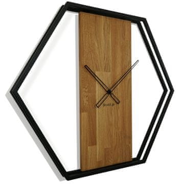 Flexistyle Lesena stenska ura za dnevno sobo LOFT HEXAGON 80cm