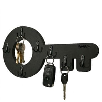 Flexistyle Leseni obešalnik za ključe Retro Key Black