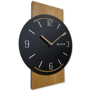 Flexistyle Lesena geometrijska stenska ura 40 cm črne barve