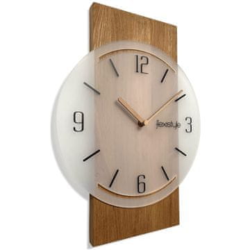 Flexistyle Lesena geometrijska stenska ura 40 cm, ledeno bela