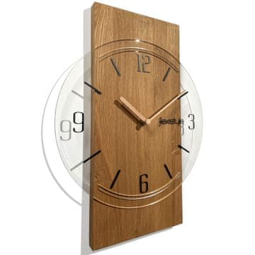 Flexistyle Lesena stenska ura s geometrijsko številčnico 40 cm, prozorna