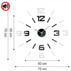 Flexistyle Velika stenska ura DIY črne barve 50-75 cm
