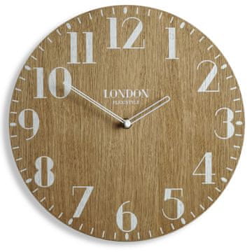 Flexistyle Stenska ura za dnevno sobo London Retro Wood 30 cm