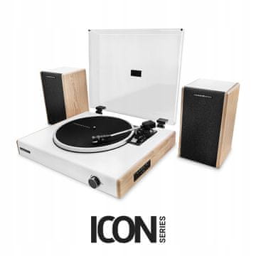 Energy Sistem Retro gramofon z Bluetooth zvočniki Woodspin 40W les