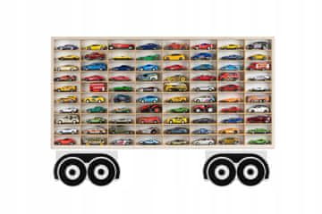 POLICA ZA VZMETI ZA TOVORNJAKE 80 PREDALCEV LESENA PRIKOLICA HOT WHEELS
