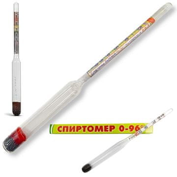 Alkoholmeter, indikator alkohola 0 - 96% steklo, 14 cm plovni